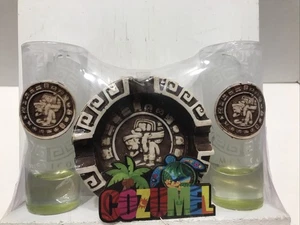 Bicchieri Cozumel Aztec Maya Shot con set posacenere / nuovi - Foto 1 di 8