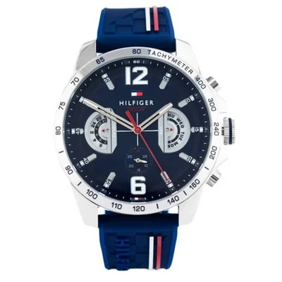 Tommy Hilfiger 1791476 Men's Blue Silicone Band Watch 46mm - Image 1 of 4