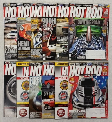 Hot Rod Magazine 2016 Full Year Lot Set Of 12 Issues Very Good+ Condition - Image 1 of 4