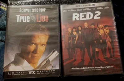 True Lies & RED 2 DVD 2 Movie LOT NEW Schwarzenegger WILLIS Malkovich Hopkins  - Image 1 of 4