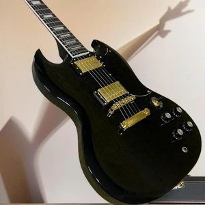 6-saitige E-Gitarre Mahagoni Korpus Palisander Griffbrett SG Gitarre schwarze Farbe - Bild 1 von 6