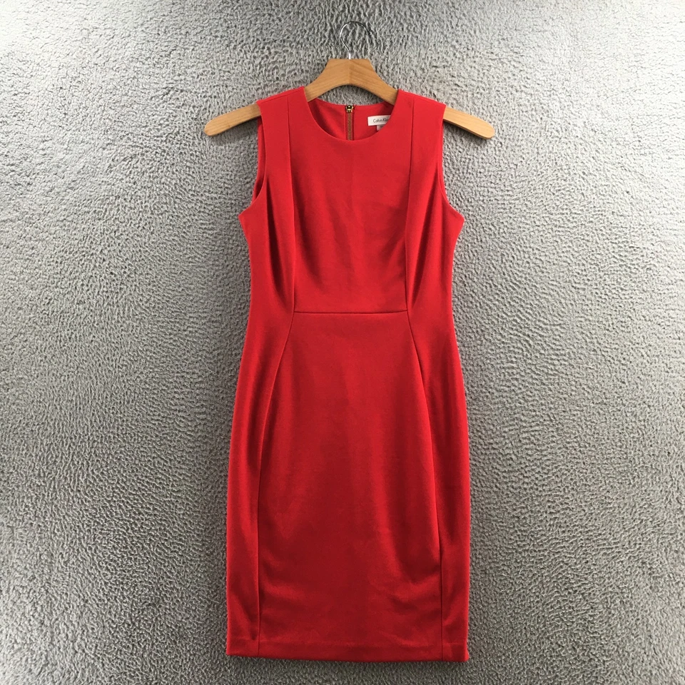 Vestido para mujer Calvin Klein 8 rojo sin mangas funda expuesta cremallera regular poliéster Foto 1 de 4