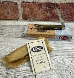 CASE XX DISC. 1998 'POCKET WORN' GREEN BN. TEXAS TOOTHPICK POCKET KNIFE NIB RARE - Picture 1 of 11