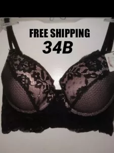 Jessica Simpson black lace bra demi cup 34B NWT - Picture 1 of 9