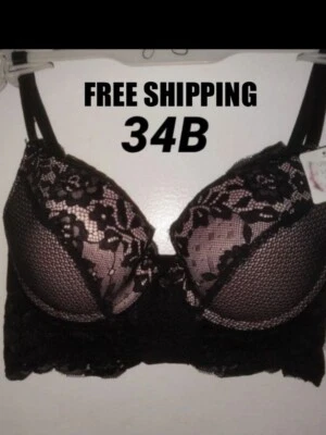 Jessica Simpson black lace bra demi cup 34B NWT - Image 1 of 4