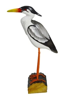 LARGE Heron HANDMADE Coastal WOOD Metal Garden Statue Crane Yard Art Sculpture - Image 1 of 3