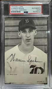 1974 TCMA WARREN SPAHN #20 PSA GRADED AUTH AUTO~Signed Outside Box Across Jersey - Picture 1 of 7