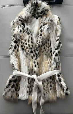Chaleco XoXo Imitación Piel Estampado Leopardo Marfil Envolvente Corbata Talla L Foto 1 de 4