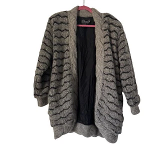 Vintage Rochelle California Mohair Strickjacke grau & schwarz Damenpullover, Größe 1X - Bild 1 von 6