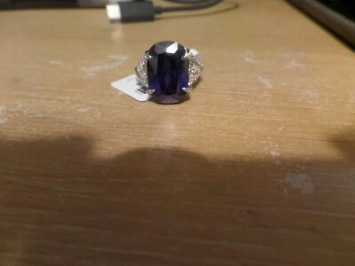 Anel Bella Luce 24,55 ctw simuladores ecológicos de tanzanita e diamante prata ródio - Imagem 1 de 4