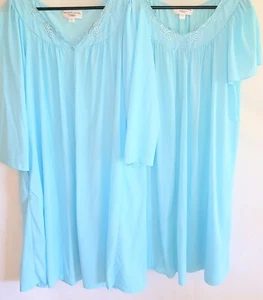 Miss Elaine For Dillards Womens Size X Large 2 Piece Robe and Nightgown Set Aqua - Picture 1 of 17