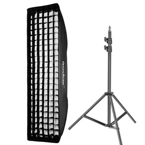 Godox 35x160cm Bowens Mount Strip Softbox W/ Grid + Stand For Strobe Flash Light - Bild 1 von 11