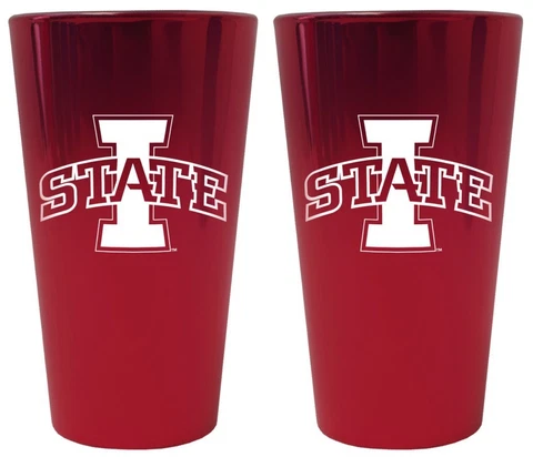 Iowa State Cyclones Lusterware Pint Glass - Set of 2 [NEW] NCAA Cup Mug Drink Cover