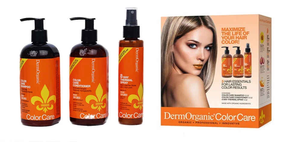 DermOrganic Color Care Essentials Juego de 3 piezas Champú + Acondicionador + Spray Térmico Foto 1 de 1