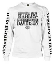 Harley-Davidson Men's Distressed Freedom Fighter Long Sleeve Shirt, White