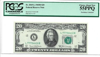 SERIES 1969B $20 SAN FRANCISCO NOTE FRN #2069L PCGS 55 CHOICE ABOUT NEW (LOT V) - Image 1 of 2