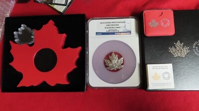 2015 Canada Maple Leaf Shape Coin .999 Silver 1 Ounce NGC Graded PF69 w. BOX&COA - Image 1 of 4