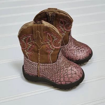 Botas de caubói Roper infantil rosa cintilante - Imagem 1 de 4