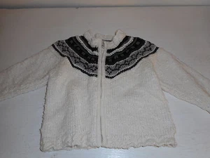 Grey Black Cream H&M LOGG zip front sweater fair isle pattern 6-9 months - Picture 1 of 5