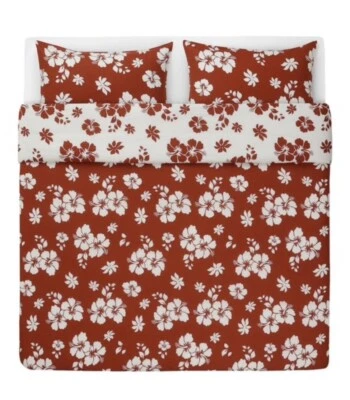 NWT IKEA Salepsrot - Queen Reversible Duvet Set Rust & White Floral - Image 1 of 4