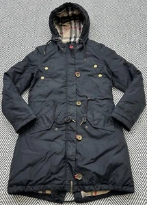 100% GENUINE Grey BURBERRY BRIT Down Puffer Parka Coat Jacket Size 10 S - Picture 1 of 8