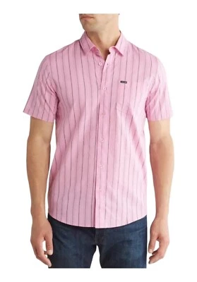 NWT VOLCOM  Short Sleeve Woven Shirt Size Medium Prism Pink - Image 1 of 4