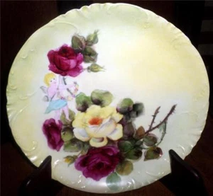 Antique Charger Plate Haviland Plate Floral Roses Angel 12 1/2" Antique Plate - Picture 1 of 6