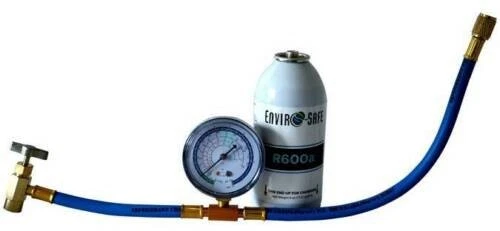 ENVIRO-SAFE REFRIGERANTS, INC. r600a, R-600a Refrigerant, Enviro-Safe R-600a 6 oz can with gauge kit #8055