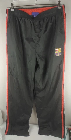 FC Barcelona Track Pants L LARGE Gray / Orange Mesh Lined Soccer Football Cover