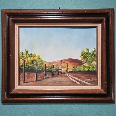 Tablero de pintura al óleo sobre lienzo original vintage de Texas de la artista Charlene Poteet Foto 1 de 4