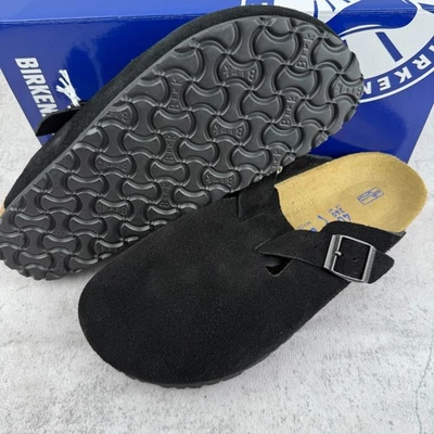 Birkenstock Boston Black Suede Soft Leather Footbed Shoes Clog Shoes Select Size - Image 1 of 4