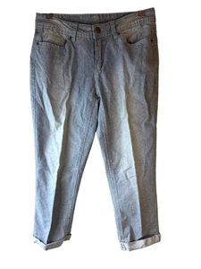 Faded Glory Damen Rollbündchen blau Nadelstreifen Caprihose Größe 6 Baumwollmischung LESEN - Bild 1 von 10