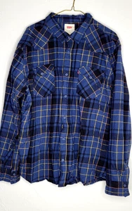 Camisa Levis Para Hombre Talla 2XL Azul Franela a Cuadros L/S Camisa Occidental Abotonada - Imagen 1 de 11