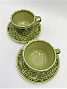 Ironstone Taylor Smith & Taylor Oasis Green coppia di tazze e piattini vintage usati in ottime condizioni - Foto 1 di 16