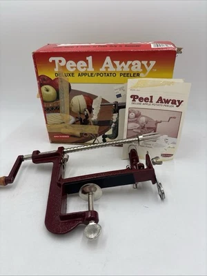 Apple Peeler Peel Away Back To Basics Potato Corer Slicer CLAMP-ON Cast Iron Red - Image 1 of 4