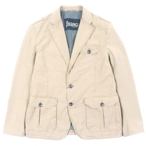Herno Men's Single Tailored Jacket Unused Vintage Processed Beige 52 Italy - Picture 1 of 10