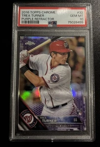 2016 Topps Chrome - Trea Turner #32 Purple Refractor /275 Rookie PSA 10 Gem Mint - Picture 1 of 2