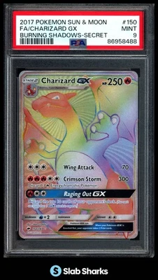 2017 POKEMON SUN & MOON BURNING SHADOWS #150/147 CHARIZARD GX SECRET RARE PSA 9 - Image 1 of 4