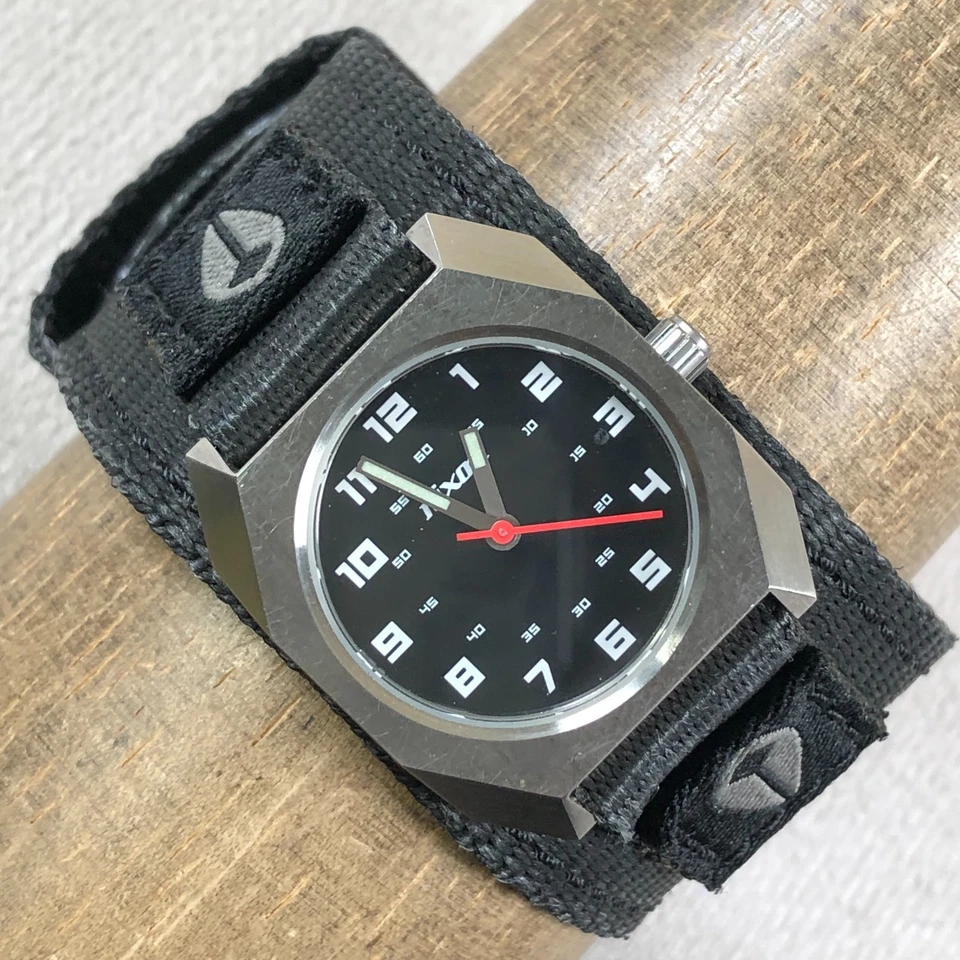 Nixon The Small Scout Women Black Nylon Bund Strap Quartz Analog 28mm Watch 7" - Image 1 of 4