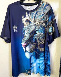MEN'S ROYAL BLUE T-SHIRT CHRISTIAN THEME KING OF KINGS LION OF JUDAH 3XL NEW - Picture 1 of 4