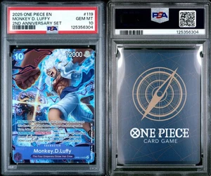 GEM MINT PSA 10 Monkey D. Luffy OP09-119 Full Art 2nd Anniversary One Piece Card - Bild 1 von 3