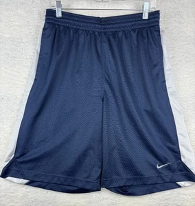 Nike Blau Basketball Shorts Herren Gr. L Trikot Shorts Weiß Streifen Taschen Mesh - Bild 1 von 9