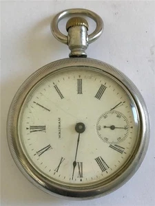 Waltham Pocket Watch OF 7J? Ca 1891 18S Nickel Silver Case Side Wind Not Running - Picture 1 of 8