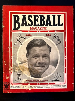 Baseball Magazine Jan 1934 Babe Ruth Yankees Cover – Early MLB History – Rare - Image 1 of 4