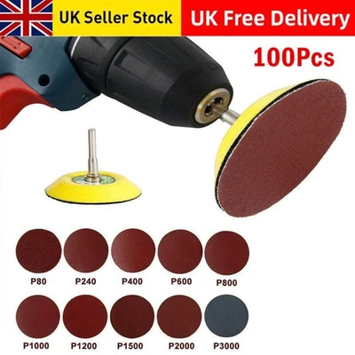 3in 100PCS Sanding Discs Pad Kit For Drill Grinder Tools + Shank Drill Loop Hook - Image 1 of 4