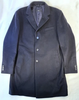 HUGO BOSS Cashmere-Wool Jacket Coat Overcoat in a Slim Fit Dark Blue 44R - Image 1 of 4