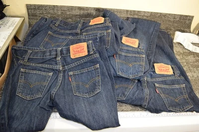 4 Pairs Levis 505 Jeans 24x22 Blue Denim Relaxed Straight BOYS 8 School Casual - Image 1 of 4