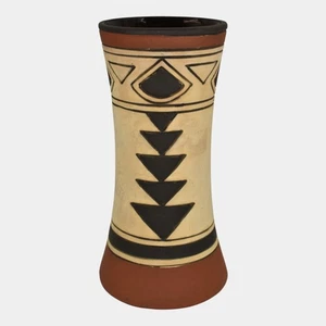 Weller Souevo 1910s Vintage Art Pottery Hand Carved Native American Design Vase - Picture 1 of 6