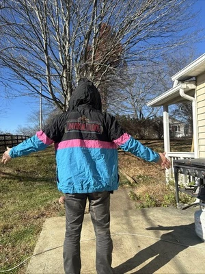 Universal Studios Windbreaker Jacket Black Pink Blue Colorblock Style - Image 1 of 4
