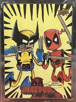 Tarjeta de boceto UD Marvel Deadpool Johnny Townsend 1/1 Wolverine y DP "Don't Scratch" Foto 1 de 4